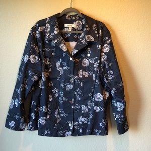 Blue with white flowered stretch jacket